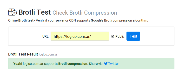 Resultado de soporte para Brotli