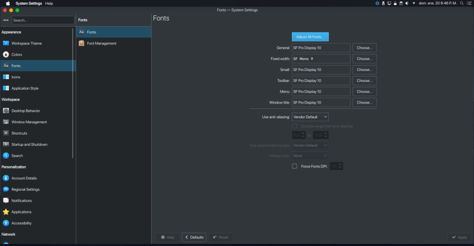 KDE fonts