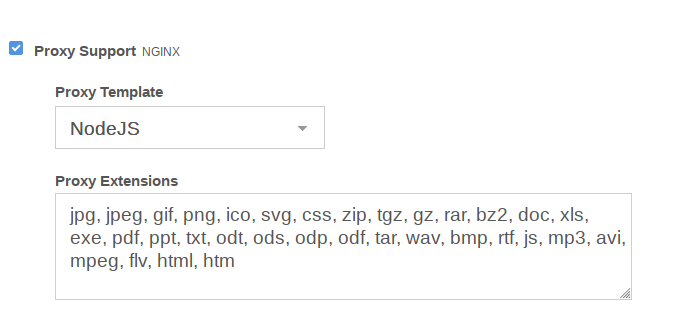 VestaCP proxy setup