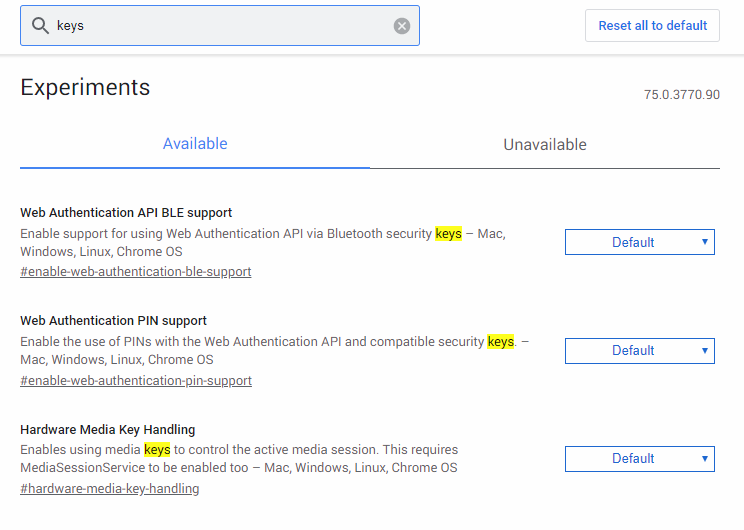 Chrome Media Key