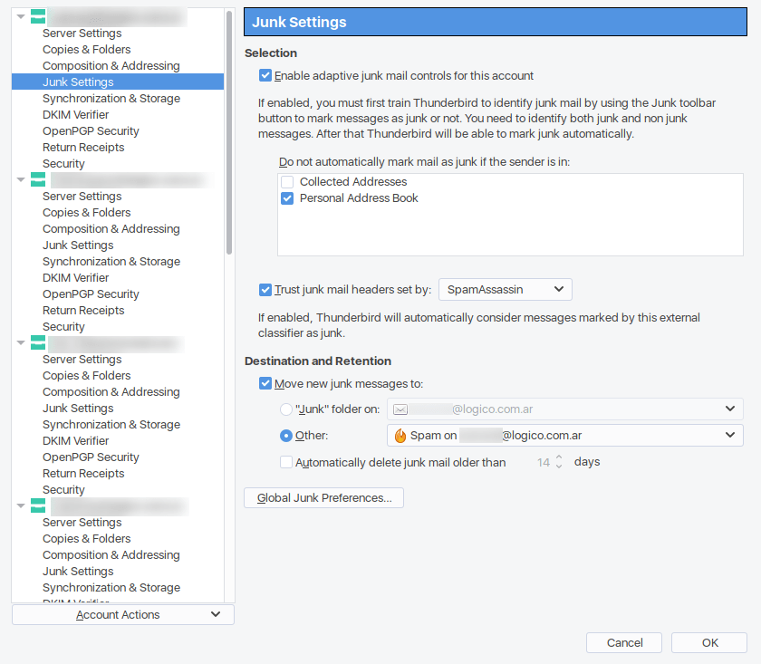 Configuración Thunderbird