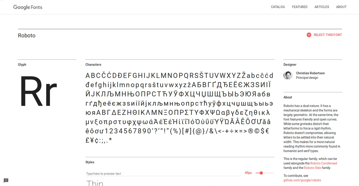 Roboto font