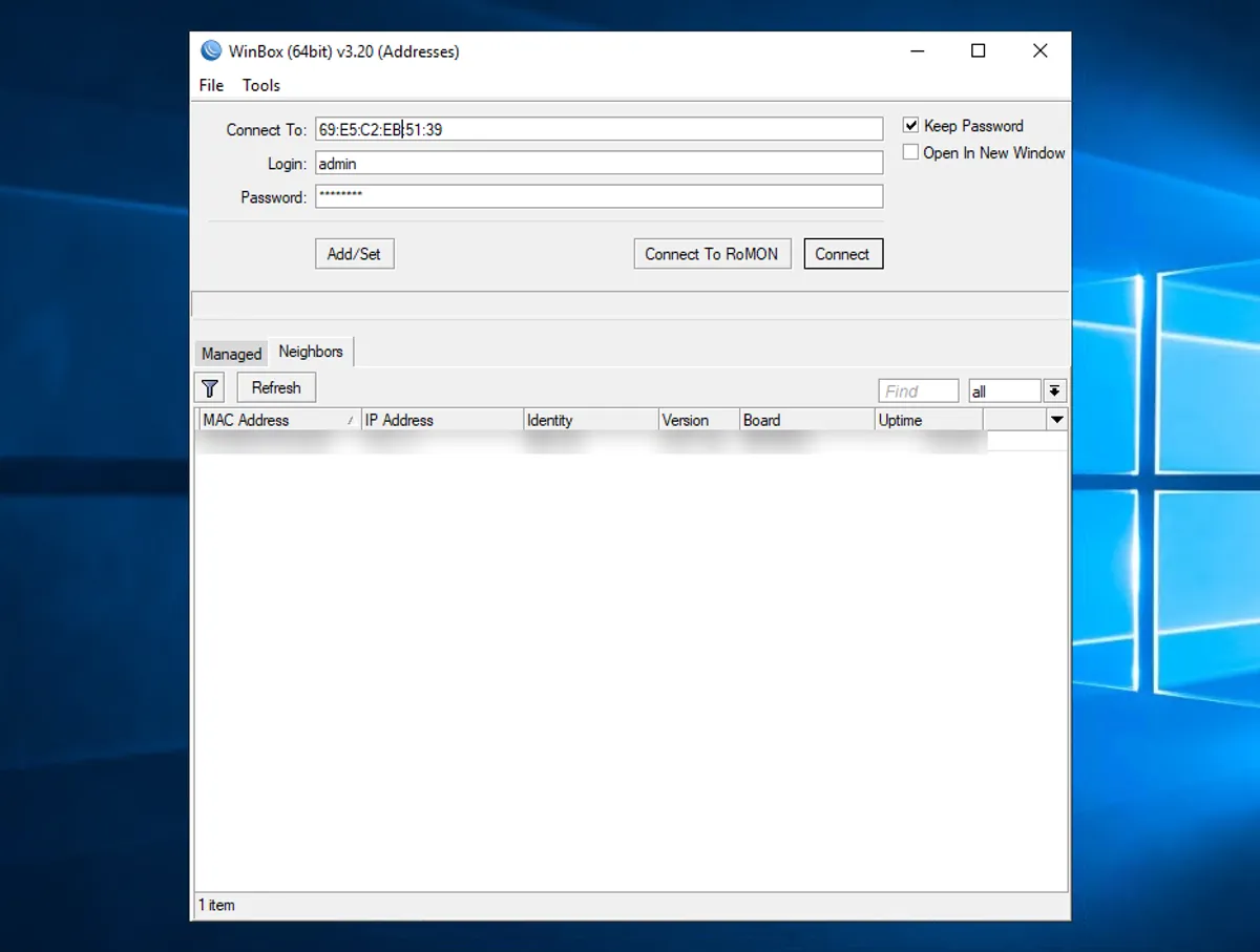 Winbox MAC address
