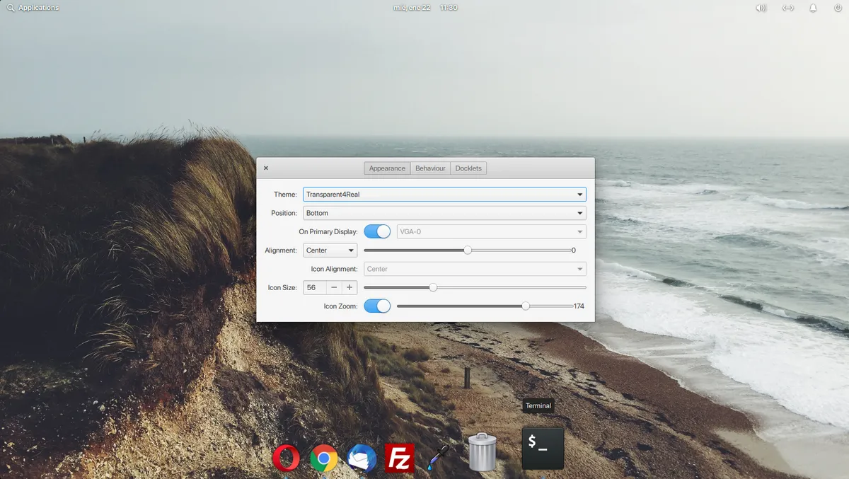 Configurar efecto zoom en Plank de Elementary OS