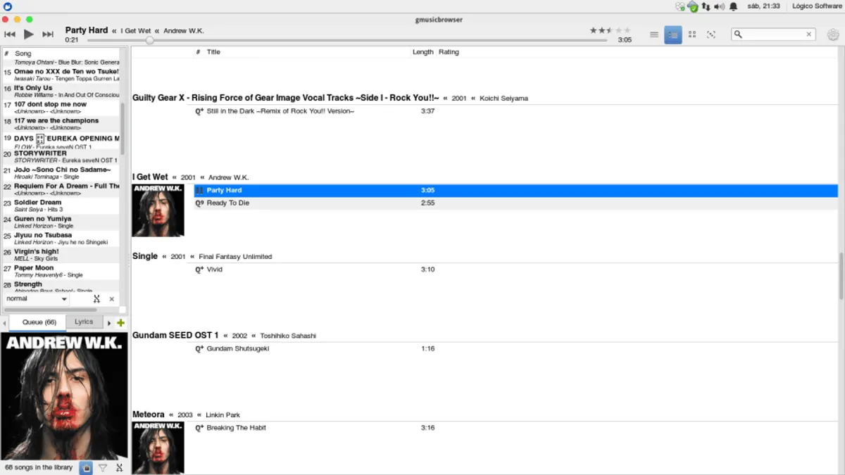 Como se ve gmusicbrowser con Xosemite