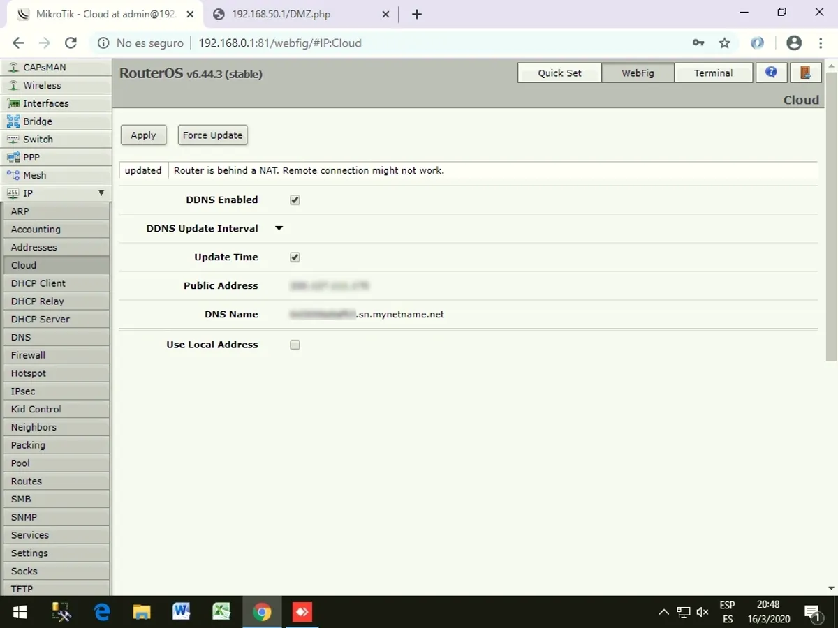 Configuración DDNS Cloud Mikrotik